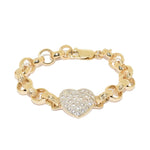 9ct Handmade Stone Set Love Heart Bracelet