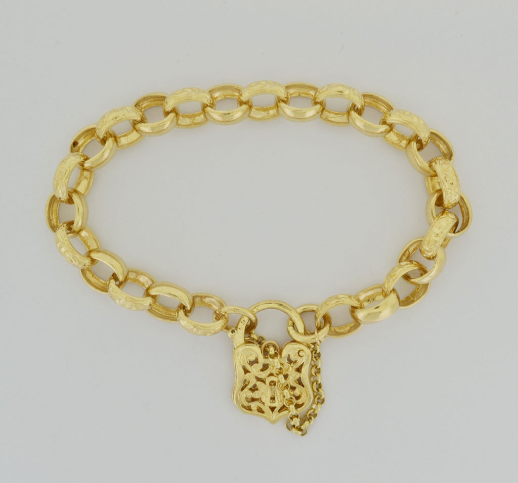 9ct Yellow Gold 7.5 Inch Diamond Cut Hidden Clasp Belcher Bracelet