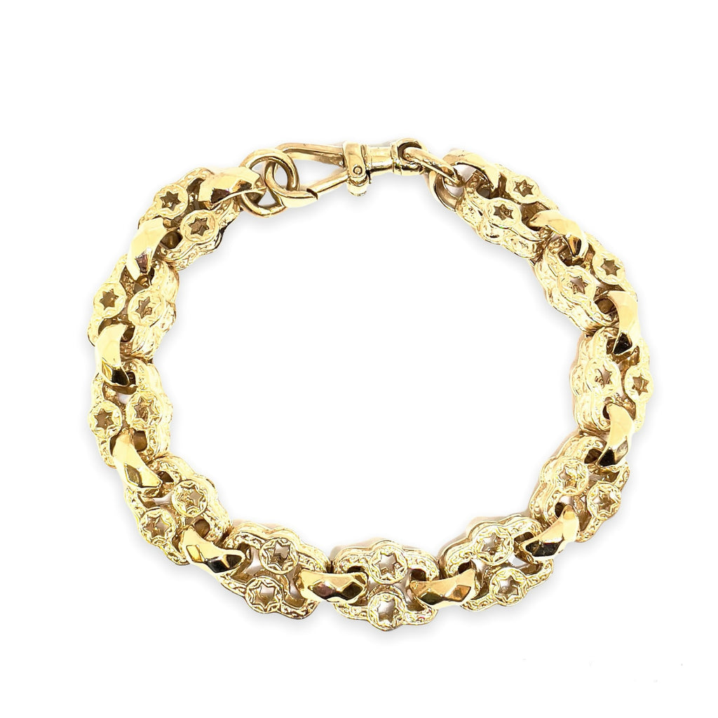 New 9ct Yellow Gold 9 Inch Cubic Zirconia Belcher Bracelet